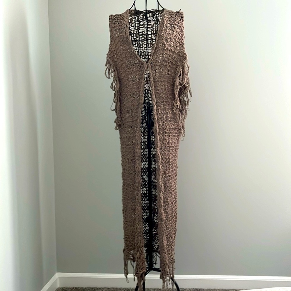 Free People Crochet Maxi Cardigan